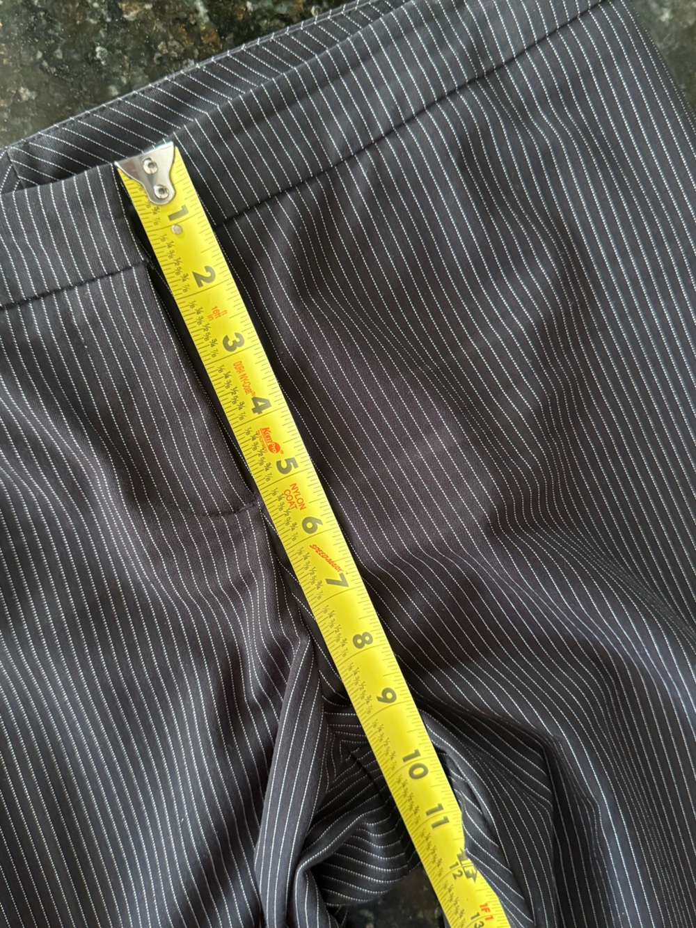 Women’s Black Pinstripe Mid Rise Straight Leg Dress Pants Trousers Size 12 P - Picture 16 of 16